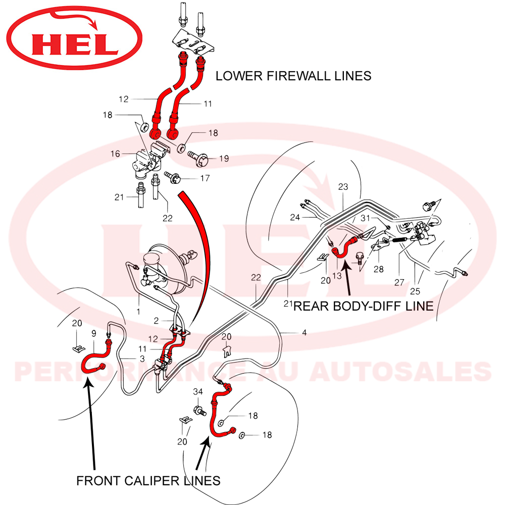 HEL Brake Line Kit - Suzuki Jimny Gen 3 JB43 NON ABS 98-06  (+50mm body lift)