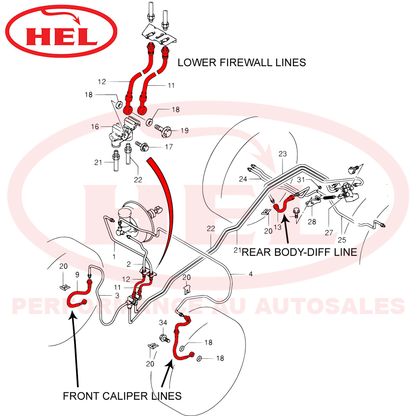 HEL Brake Line Kit - Suzuki Jimny Gen 3 JB43 NON ABS 98-06  (+50mm body lift)